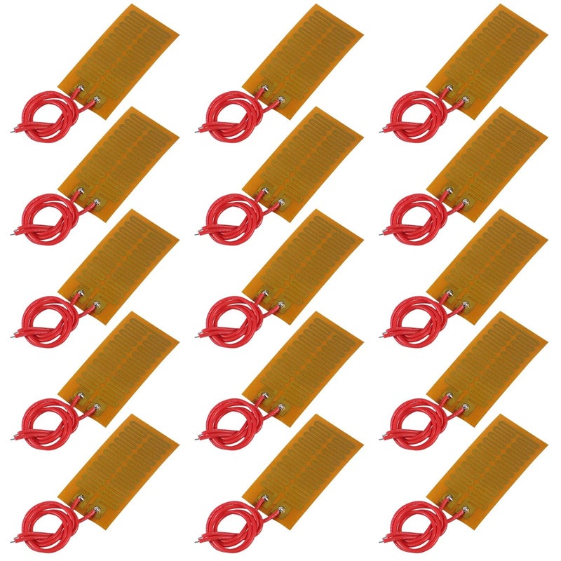 XIITIA 15pcs 25mmx50mm Film Heater Plate Adhesive Pad, PI Heating Elements Film 12V 7W Strip Heater Adhesive Polyimide Heater Plate (12V 7W 25mmx50mm) - Image 1